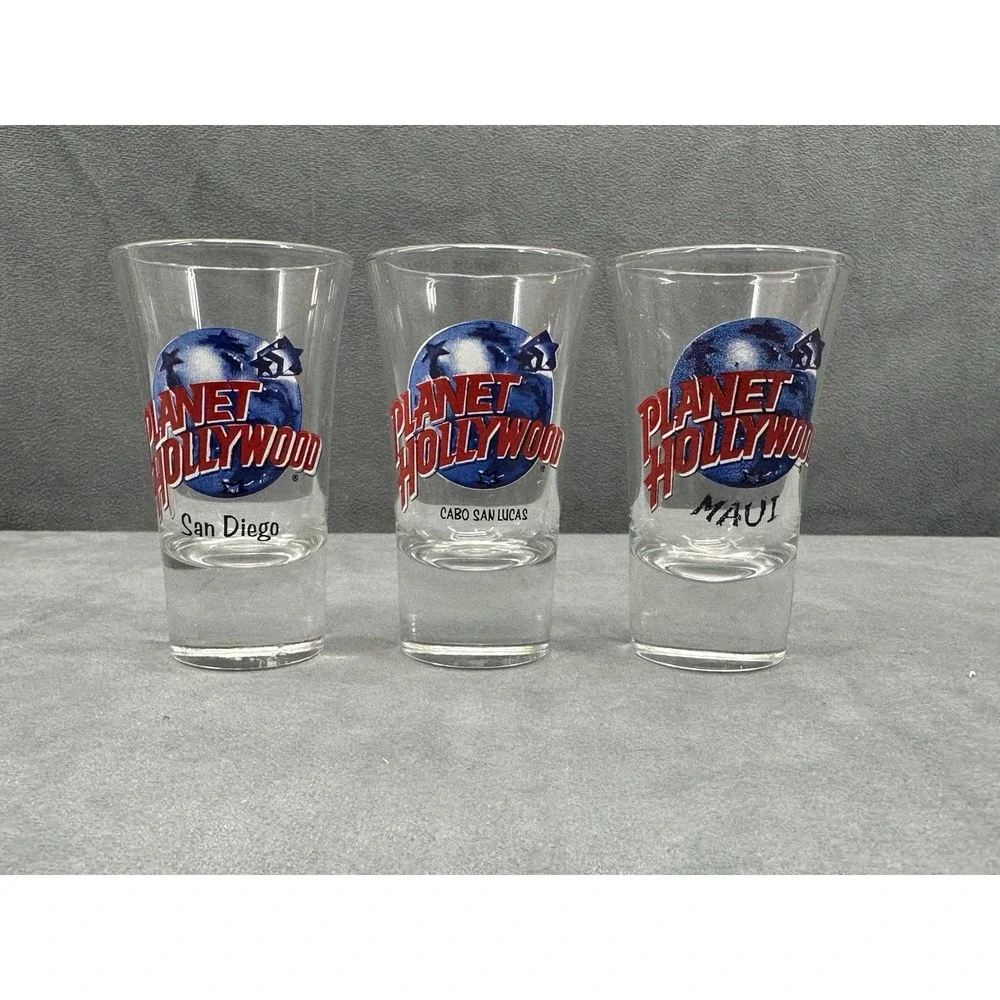 Planet Hollywood Shot Glass San Diego Maui Cabo San Lucas 3.5in Lot of 3